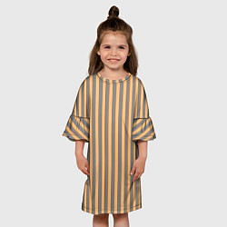 Платье клеш для девочки Полосатый серый и желтый, цвет: 3D-принт — фото 2