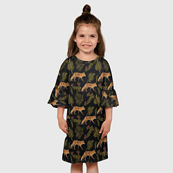 Платье клеш для девочки Лиса и хвоя, цвет: 3D-принт — фото 2