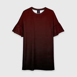 Платье клеш для девочки Градиент бордово-чёрный, цвет: 3D-принт
