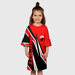 Платье клеш для девочки Ducati- red stripes, цвет: 3D-принт — фото 2