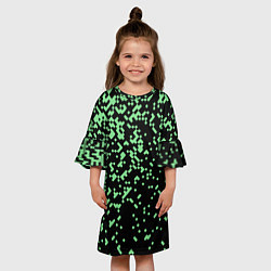 Платье клеш для девочки Green pixel, цвет: 3D-принт — фото 2