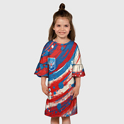Платье клеш для девочки Герб России и брызги краски, цвет: 3D-принт — фото 2