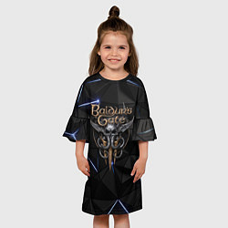 Платье клеш для девочки Baldurs Gate 3 black blue, цвет: 3D-принт — фото 2