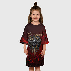 Платье клеш для девочки Baldurs Gate 3 logo red, цвет: 3D-принт — фото 2
