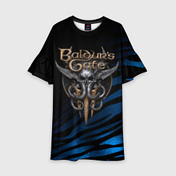 Платье клеш для девочки Baldurs Gate 3 logo blue geometry, цвет: 3D-принт