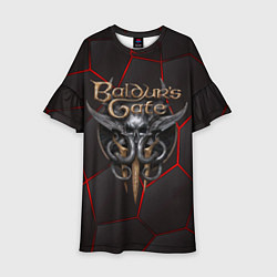 Платье клеш для девочки Baldurs Gate 3 logo red black geometry, цвет: 3D-принт