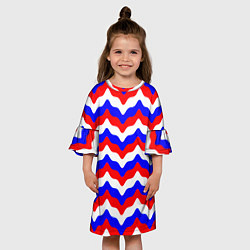 Платье клеш для девочки Волны цвета флага России, цвет: 3D-принт — фото 2