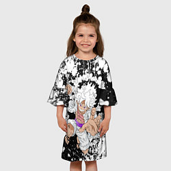 Платье клеш для девочки Луффи из Ван Пис - Gear 5, цвет: 3D-принт — фото 2