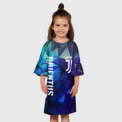 Платье клеш для девочки Juventus logo blue, цвет: 3D-принт — фото 2