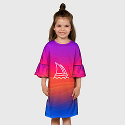 Платье клеш для девочки Midjourney Логотип с фоном, цвет: 3D-принт — фото 2