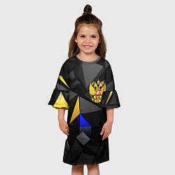 Платье клеш для девочки Герб РФ абстракция, цвет: 3D-принт — фото 2