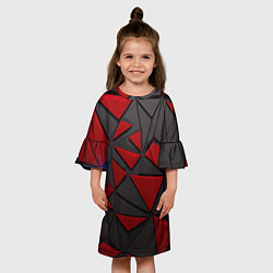 Платье клеш для девочки Черные и красные объемные элементы, цвет: 3D-принт — фото 2