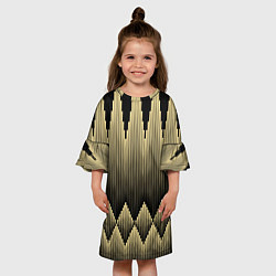 Платье клеш для девочки Золотые ромбы на черном, цвет: 3D-принт — фото 2