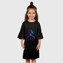 Платье клеш для девочки Ведьма в звездах киберпанк, цвет: 3D-принт — фото 2