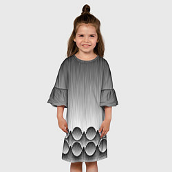 Платье клеш для девочки Круглая полосатая геометрия, цвет: 3D-принт — фото 2
