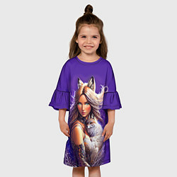 Платье клеш для девочки A fox girl with a fox cub - neural network, цвет: 3D-принт — фото 2