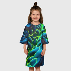 Платье клеш для девочки Зеленые текстурные плиты, цвет: 3D-принт — фото 2
