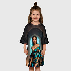 Платье клеш для девочки Девушка принцесса в бирюзовом платье с драгоценнос, цвет: 3D-принт — фото 2