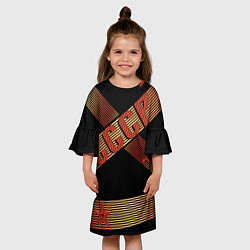 Платье клеш для девочки СССР полосы градиент, цвет: 3D-принт — фото 2