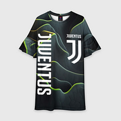 Платье клеш для девочки Juventus dark green logo, цвет: 3D-принт