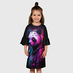 Платье клеш для девочки Panda cyberpunk, цвет: 3D-принт — фото 2