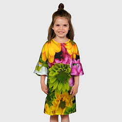 Платье клеш для девочки Паттерн цветочный, цвет: 3D-принт — фото 2