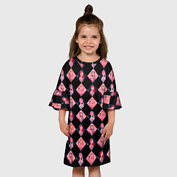 Платье клеш для девочки Клеточка black pink, цвет: 3D-принт — фото 2