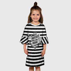 Платье клеш для девочки Морской волк винтажный, цвет: 3D-принт — фото 2