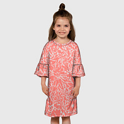 Платье клеш для девочки Цветочный персиковый, цвет: 3D-принт — фото 2