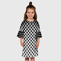 Платье клеш для девочки Черно-белые ромбы и клетки, цвет: 3D-принт — фото 2