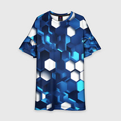 Детское платье Cyber hexagon Blue