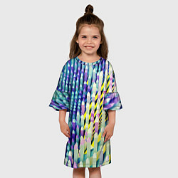 Платье клеш для девочки Прямотреугольный блочный паттерн, цвет: 3D-принт — фото 2