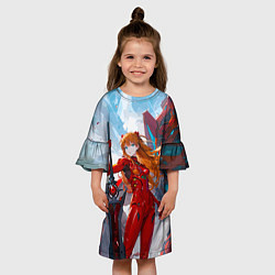 Платье клеш для девочки Аска Еванеглион, цвет: 3D-принт — фото 2