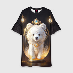 Платье клеш для девочки Белый медвежонок с фонариками, цвет: 3D-принт