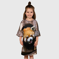 Платье клеш для девочки Красная панда в дереве, цвет: 3D-принт — фото 2