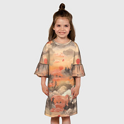 Платье клеш для девочки Japen pattern, цвет: 3D-принт — фото 2