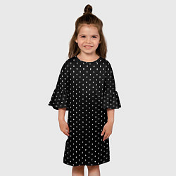 Платье клеш для девочки Чёрный в белый горошек, цвет: 3D-принт — фото 2