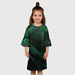 Платье клеш для девочки Темно зеленая абстракция, цвет: 3D-принт — фото 2