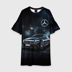 Платье клеш для девочки Mercedes Benz galaxy, цвет: 3D-принт