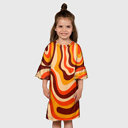 Платье клеш для девочки Ретро текстура линий, цвет: 3D-принт — фото 2