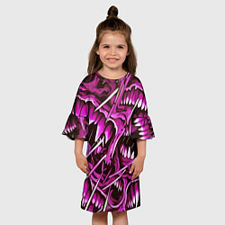 Платье клеш для девочки Розовые кислотные клыки, цвет: 3D-принт — фото 2