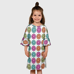 Платье клеш для девочки Smiley face, цвет: 3D-принт — фото 2