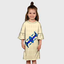 Платье клеш для девочки Космическая станция из синего металла, цвет: 3D-принт — фото 2