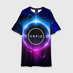 Платье клеш для девочки Starfield space logo, цвет: 3D-принт
