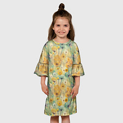 Платье клеш для девочки Одуванчики узор, цвет: 3D-принт — фото 2