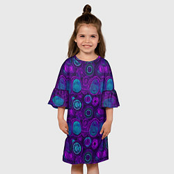 Платье клеш для девочки Неоновые круги узор, цвет: 3D-принт — фото 2