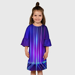 Платье клеш для девочки Neon glow - vaporwave - strips, цвет: 3D-принт — фото 2
