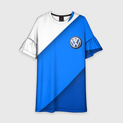 Платье клеш для девочки Volkswagen - голубые линии, цвет: 3D-принт