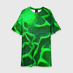 Платье клеш для девочки Объемные зеленые линии, цвет: 3D-принт