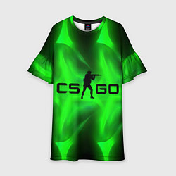 Платье клеш для девочки CSGO green logo, цвет: 3D-принт